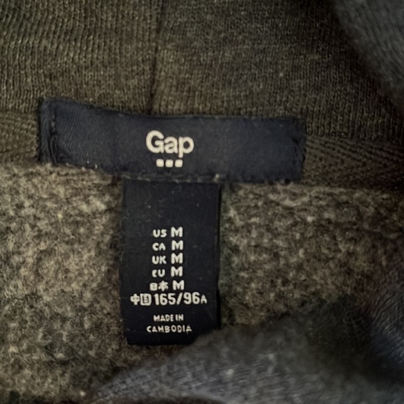 GAP dark grey w/ light blue writing hooded sweatshirt - Picture 2 of 2